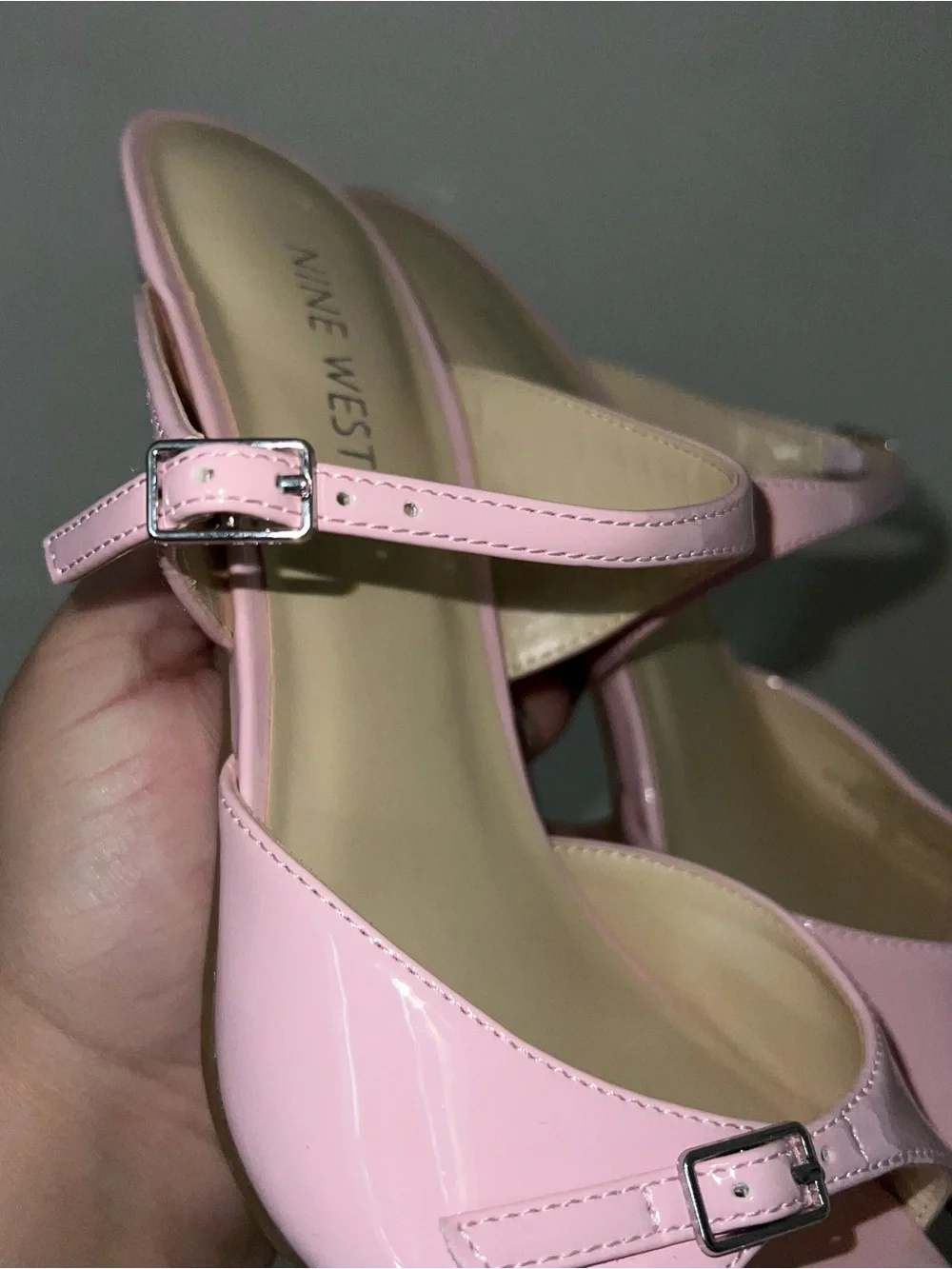 Nine west baby pink kitten-heel mule sandals Size 9.